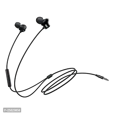 Earphones for vivo iQOO Z6 Pro Earphone Original Like Wired Stereo Deep Bass Head Hands-free Headset Earbud With Built in-line Mic, With Premium Quality Good Sound Stereo Call Answer/End Button, Music 3.5mm Aux Audio Jack (ST2, BT-ON, Black)