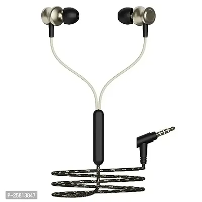 Earphones for Motorola Moto G82 Earphone Original Like Wired Stereo Deep Bass Head Hands-free Headset Earbud With Built in-line Mic, With Premium Quality Good Sound Stereo Call Answer/End Button, Music 3.5mm Aux Audio Jack (ST4, R-870, Black)