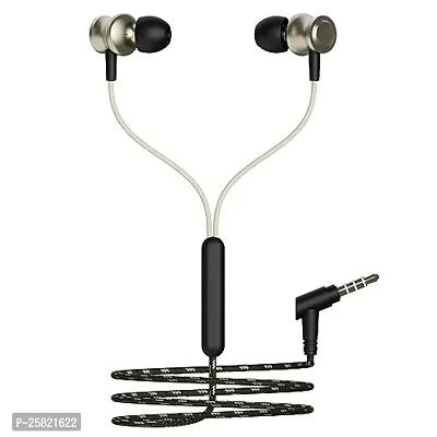 Earphones for Lenovo Tab K10 Earphone Original Like Wired Stereo Deep Bass Head Hands-free Headset Earbud With Built in-line Mic, With Premium Quality Good Sound Stereo Call Answer/End Button, Music 3.5mm Aux Audio Jack (ST4, R-870, Black)-thumb0