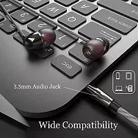 Earphones Headphones for Oppo A74 5G / Oppo A 74 5G Earphone Original Like Wired Stereo Deep Bass Head Hands-free Headset Earbud With Built in-line Mic, With Premium Quality Good Sound Call Answer/End Button, Music 3.5mm Aux Audio Jack (Z-831, SK8, Black)-thumb4