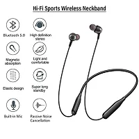 Wireless Bluetooth Headphones Earphones for Oppo K10 Original Sports Bluetooth Wireless Earphone with Deep Bass and Neckband Hands-Free Call/Music, Sports Earbuds, Sweatproof Mic Headphones with Long Battery Life and Flexible Headset ( BS9,RKZ-1005,BLACK)-thumb1