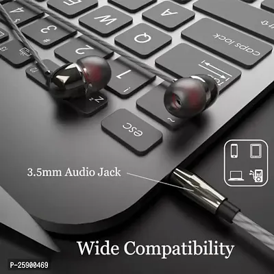 Earphones BT 831 for vivo Y22s / vivo Y 22s Earphone Original Like Wired Stereo Deep Bass Head Hands-Free Headset D Earbud Calling inbuilt with Mic,Hands-Free Call/Music (831,CQ1,BLK)-thumb5