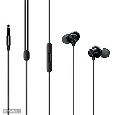 Earphones C for ONE-PLUS 9R Earphone Original Like Wired Stereo Deep Bass Head Hands-free Headset Earbud With Built in-line Mic, With Premium Quality Good Sound Stereo Call Answer/End Button, Music 3.5mm Aux Audio Jack (ST3, BT-ONE 2, Black)