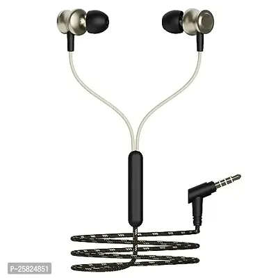 Earphones for Sam-Sung Galaxy A33 5G Earphone Original Like Wired Stereo Deep Bass Head Hands-free Headset Earbud With Built in-line Mic, With Premium Quality Good Sound Stereo Call Answer/End Button, Music 3.5mm Aux Audio Jack (ST4, R-870, Black)