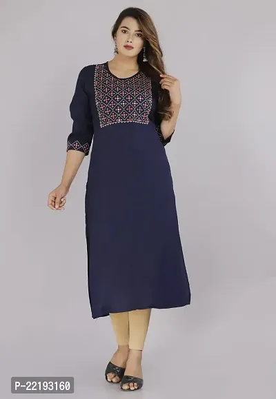 Straight Women's/Girls Buti Design Embroidery Kurti(kurti-112)-thumb0