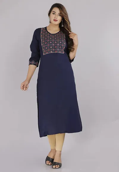 Straight Women's/Girls Buti Design Embroidery Kurti(kurti-112)