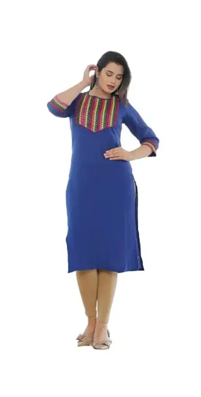 Straight Women's/Girls Buti Design Embroidery Kurti(kurti-112)