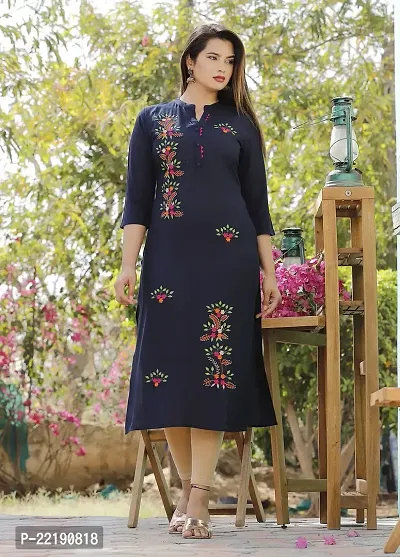 Straight Women's/Girls Buti Design Embroidery Kurti(kurti-112)-thumb3