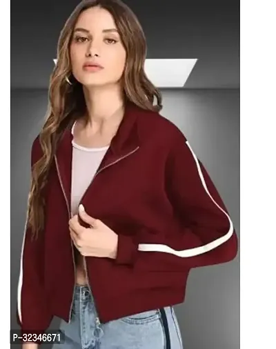 Stylish Maroon Fleece Solid Sweatshirt For Women