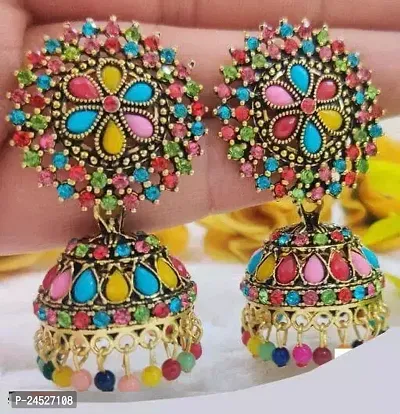 Multicoloured Beautiful Alloy Jhumki-thumb0