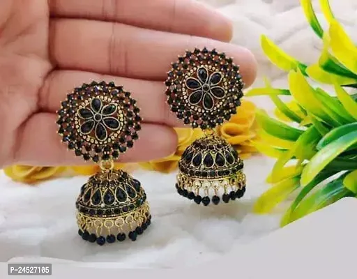 Black Coloured Beautiful Alloy Jhumki-thumb0