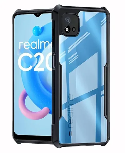 CELZO Ultra Thin Shock Proof 4 Sides Protection Clear Transparent Back Cover Case with Black Border for Realme C20 - {Transparent/Black}