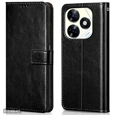 Ultra Slim Leather Flip Wallet Back Cover Case for TECNO Spark go 2024-thumb0