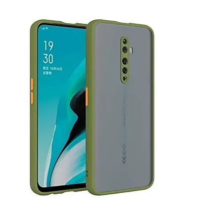 OO LALA JI Cover for Oppo Reno 2f Back Cover Smoke Translucent Shock Proof Smooth Rubberized Matte Hard Back Case Cover - Green