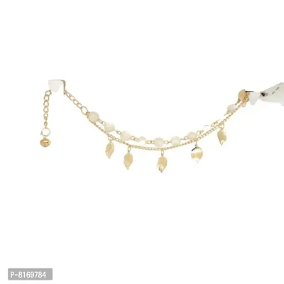 White beads leaf bracelet-thumb0