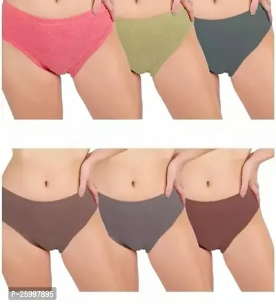Elegant Cotton Solid Panties For Women- Pack Of 6