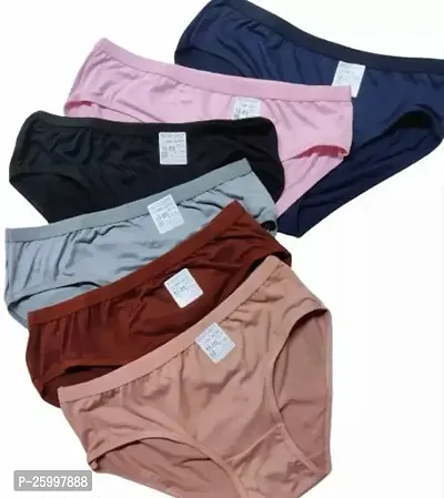 Elegant Cotton Solid Panties For Women- Pack Of 6-thumb0