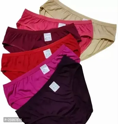 Elegant Cotton Solid Panties For Women- Pack Of 6-thumb0