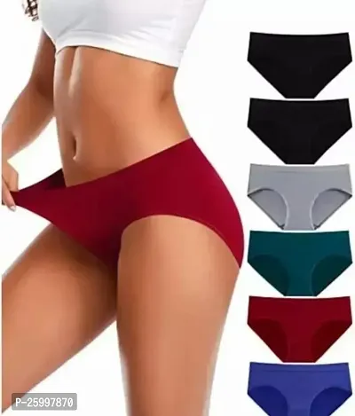 Elegant Cotton Solid Panties For Women- Pack Of 6-thumb0