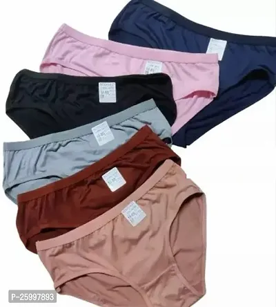 Elegant Cotton Solid Panties For Women- Pack Of 6-thumb0