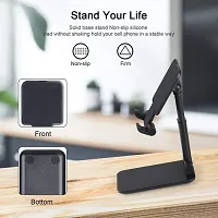 Foldable Mobile Stand Tabletop Stand Adjustable Phone Holder and iPad Stand  For Bed , Table, Office, Video Recording Compatible With All Smartphones, Tablet (Black,)-thumb1