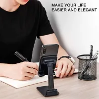 Foldable Mobile Stand Tabletop Stand Adjustable Phone Holder and iPad Stand  For Bed , Table, Office, Video Recording Compatible With All Smartphones, Tablet (Black,)-thumb3