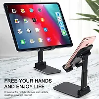 Foldable Mobile Stand Tabletop Stand Adjustable Phone Holder and iPad Stand  For Bed , Table, Office, Video Recording Compatible With All Smartphones, Tablet (Black,)-thumb4