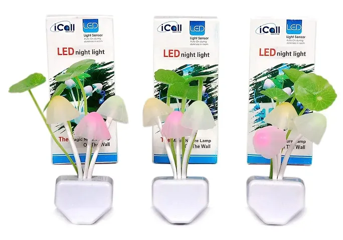Mushroom Night Light | LED Night Lamp | Night Bulb | 7 Color Changing Mode | Dusk -Dawn Automatic Sensor | Ideal Nightlight for Bedroom, Bathroom, Nursery, Kitchen, Kid's Room (3PC)