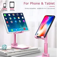 Foldable Mobile Stand Tabletop Stand Adjustable Phone Holder and iPad Stand For Bed , Table, Office, Video Recording Compatible With All Smartphones, Tablet (Pink,Color)-thumb1