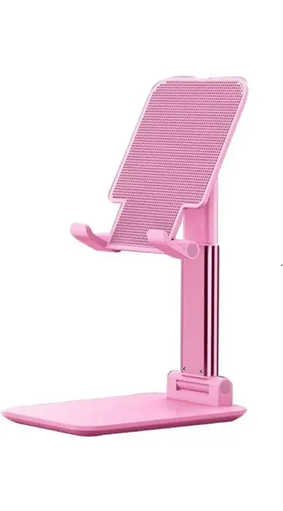 Foldable Mobile Stand Tabletop Stand Adjustable Phone Holder and iPad Stand For Bed , Table, Office, Video Recording Compatible With All Smartphones, Tablet (Pink,Color)