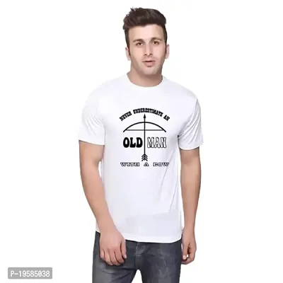 Mordan T-Shirt Stylish Coated Printed Round Neck Men's Different T-Shirts(Old Man) (Medium, White)