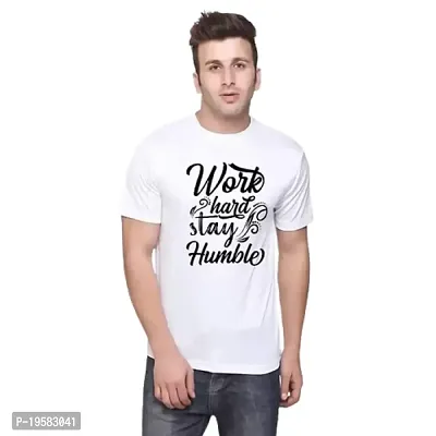 Mordan T-Shirt Stylish Coated Printed Round Neck Men's Different T-Shirts(Work Hard Stay Humble)-thumb0