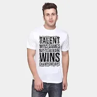 Mordan T-Shirt Stylish Coated Printed Round Neck Men's Different T-Shirts(Talent wins Games but Teamwork wins) (X-Large, White)-thumb1