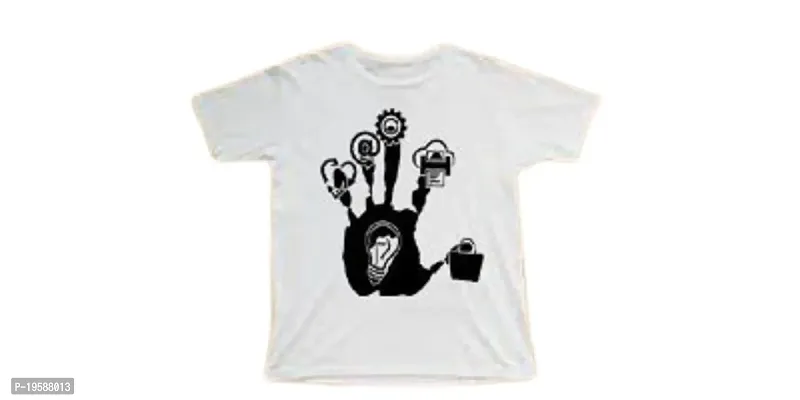 Mordan T-Shirt Stylish Coated Printed Cartoon Round Neck Men's T-Shirts(Pack of 1) White