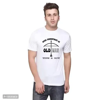 Mordan T-Shirt Stylish Coated Printed Round Neck Men's Different T-Shirts(Old Man) (Medium, White)-thumb2