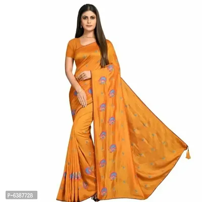 Stylish Silk Embroidered Saree With Blouse Piece For Women