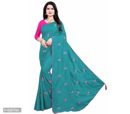 Stylish Silk Embroidered Saree With Blouse Piece For Women