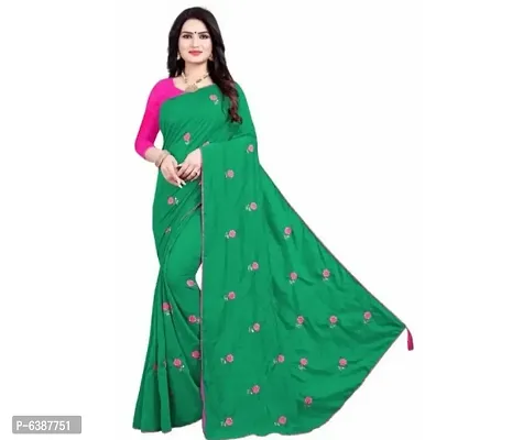 Stylish Silk Embroidered Saree With Blouse Piece For Women-thumb0