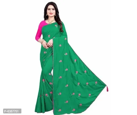 Stylish Silk Embroidered Saree With Blouse Piece For Women