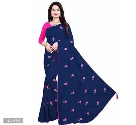 Stylish Silk Embroidered Saree With Blouse Piece For Women