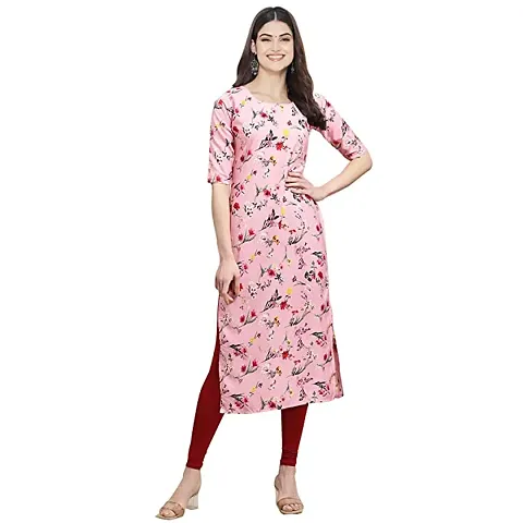 Stylish Crepe Floral Print Straight Kurta For Women