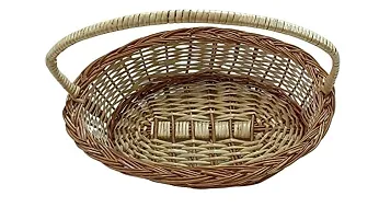 Avika Multipurpose Handmade Eco Friendly Basket Oval Handle Cane Eco Friendly Basket Natural colour Size 13 * 9 * 4 inches-thumb1