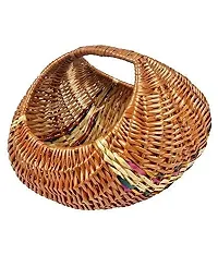 Avika Handicraft Bamboo Eco Friendly Multiutility Wicker Farmer Basket,Fruit Basket, Vegetable Basket, Pooja Basket,-thumb1