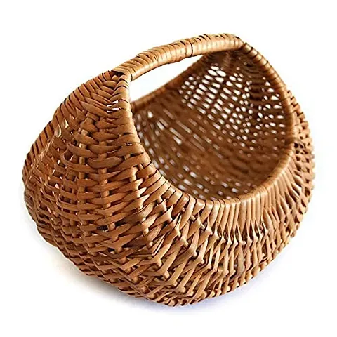 Avika Handicraft Bamboo Eco Friendly Multiutility Wicker Farmer Basket,Fruit Basket, Vegetable Basket, Pooja Basket,