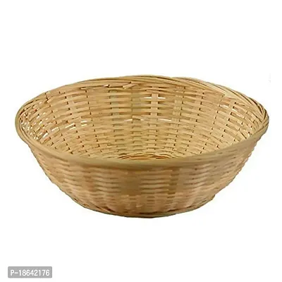 Avika 11-inch Bamboo Fruit and Vegetable Basket (Beige)-thumb0
