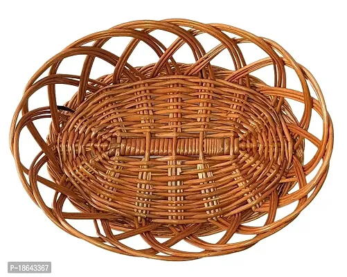 Avika Bamboo Cane Oval Basket For Hamper/Dry Fruit/Fruit/Chocolate/Wedding/Gifts/Packings multipurpose Cane bamboo wicker basket | Shelf baskets | Storage Basket-thumb0