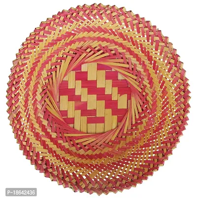 DEVAN HANDICRAFTS Bamboo Multipurpose Basket (Yellow and Pink, 30.48 cm x 30.48 cm x 10.16 cm) - Pack of 3-thumb4
