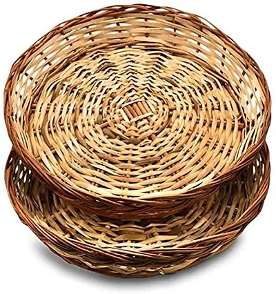 Avika Bamboo Cane Storage Basket for Fruit Basket,Gift Packing, Dry Fruit Basket, Choc0late Basket (Pack of 2)