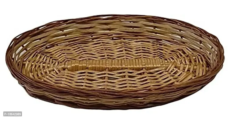 Avika Multipurpose Handmade Eco Friendly Oval Shape Bamboo Basket | Hamper Chocolate Dry Fruit and Fruits Packing Basket - Size (11x7) inches-thumb0