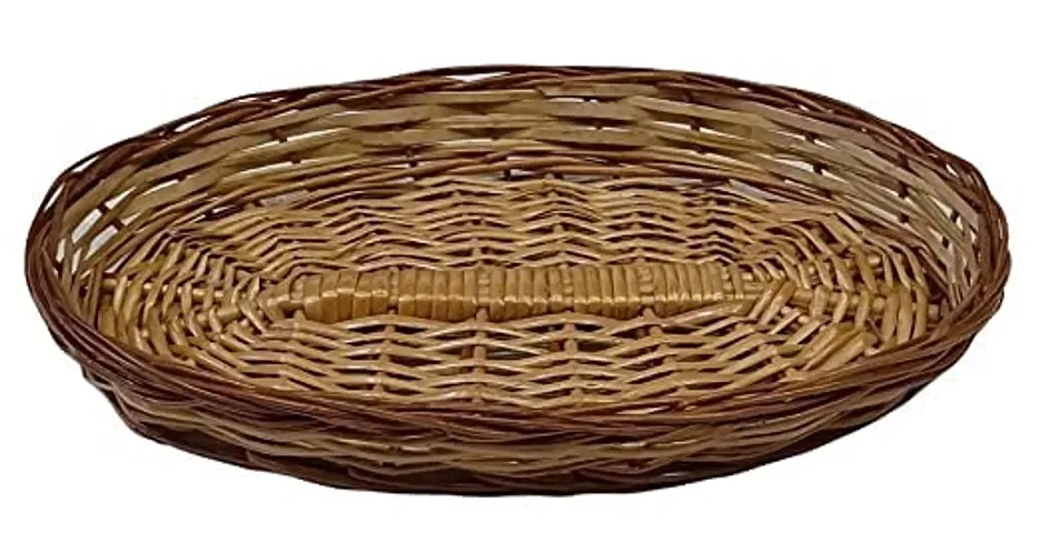 Avika Multipurpose Handmade Eco Friendly Oval Shape Bamboo Basket | Hamper Chocolate Dry Fruit and Fruits Packing Basket - Size (11x7) inches